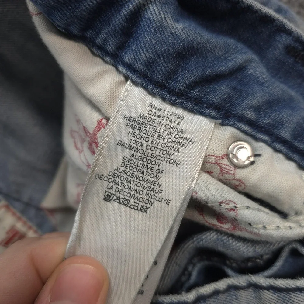 True Religion Jeans Mens 30x33 Light Wash Denim Ricky Straight Logo Casual Prep
